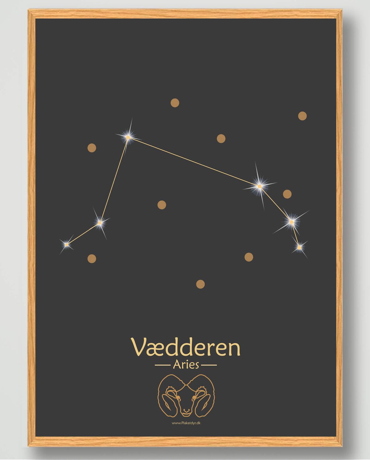 Stjernebillede vædderen (sort) - plakat (Størrelse: L - 50x70cm (B2))