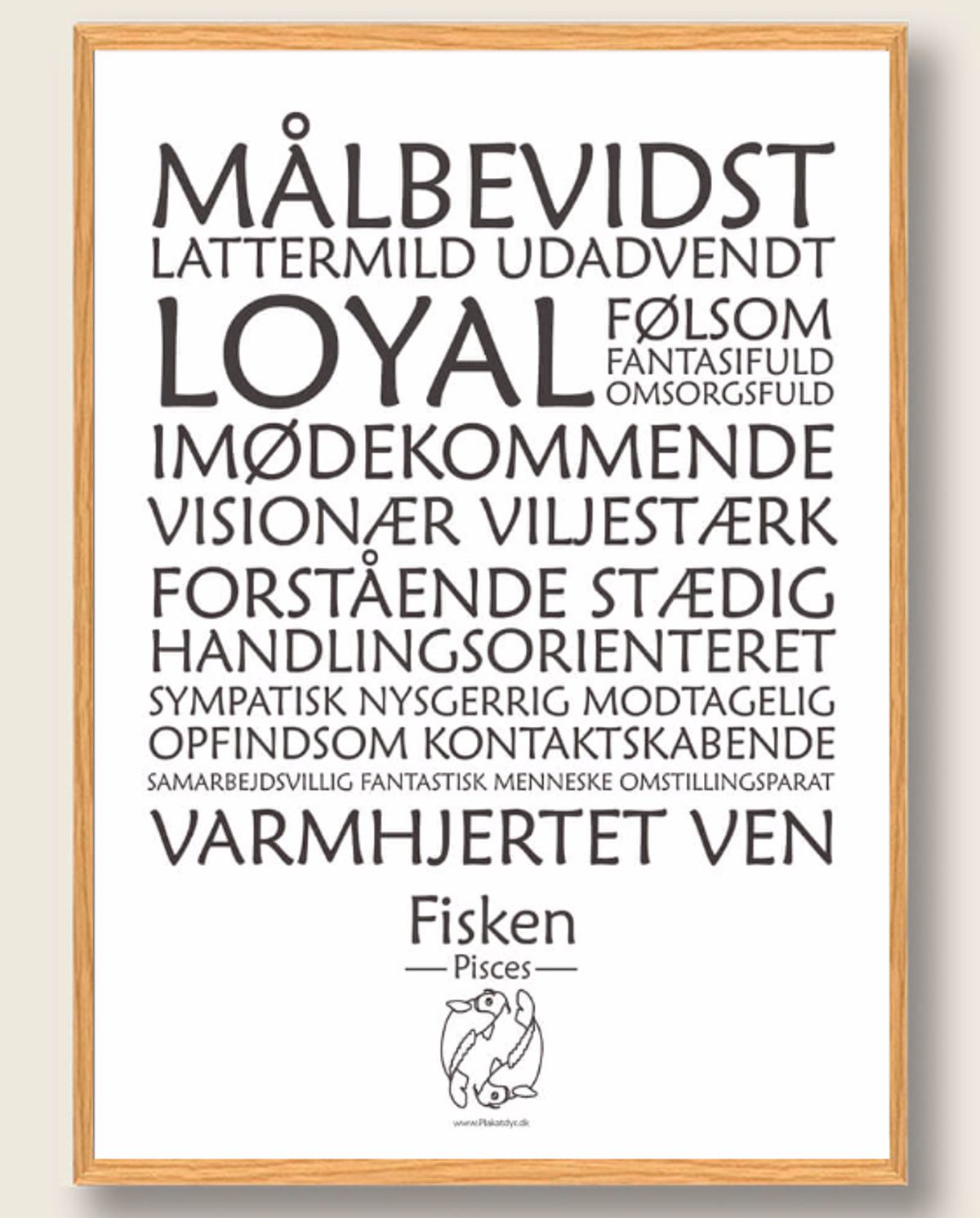 Stjernetegn fisken (hvid) - plakat (Størrelse: L - 50x70cm (B2))