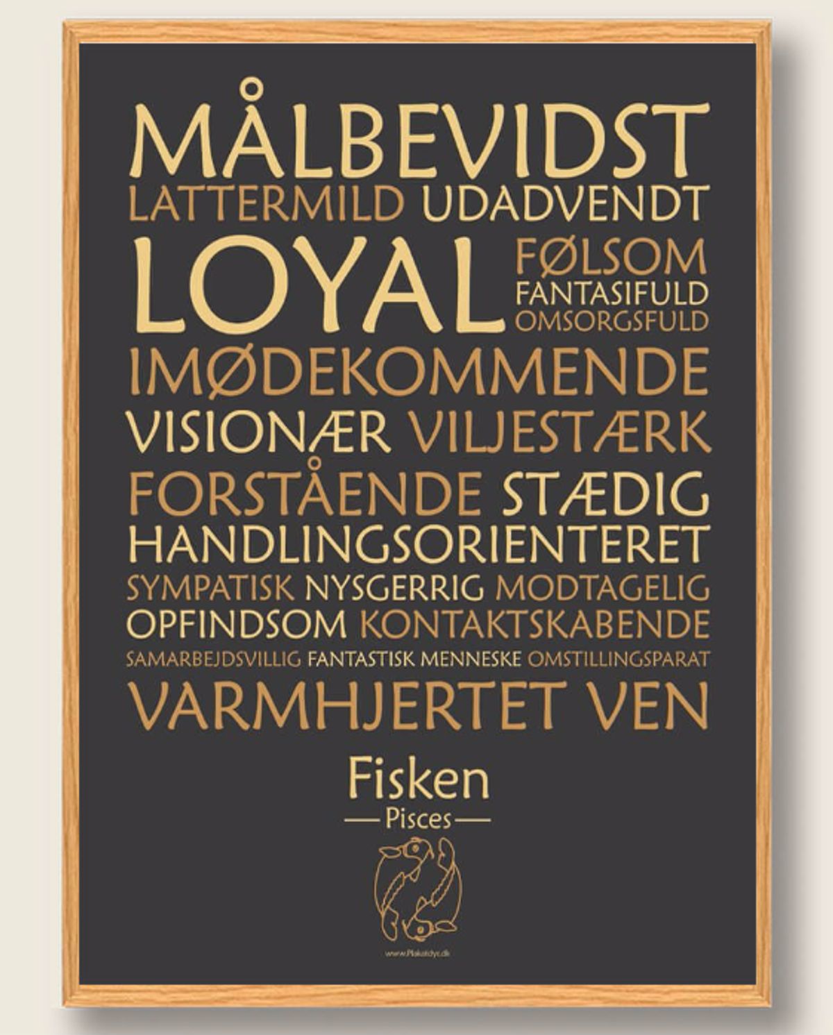 Stjernetegn fisken (sort) - plakat (Størrelse: S - 21x29,7cm (A4))