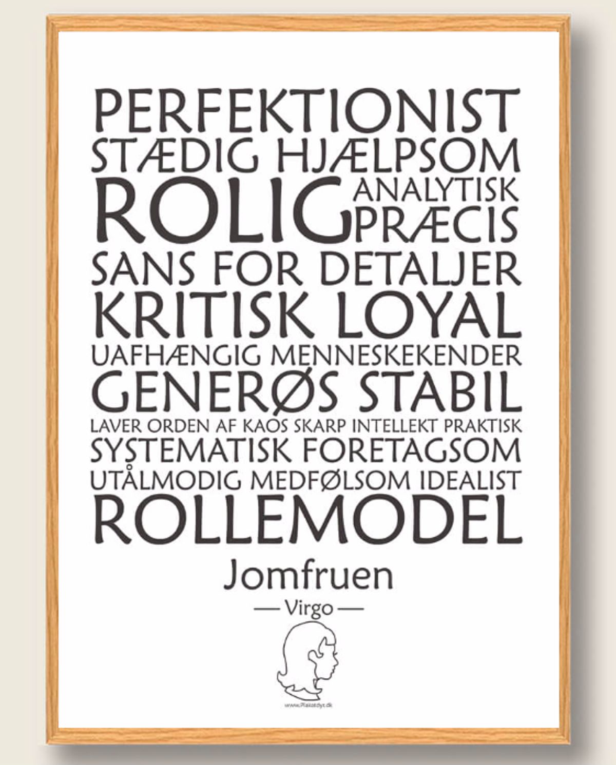 Stjernetegn jomfruen (hvid) - plakat (Størrelse: S - 21x29,7cm (A4))