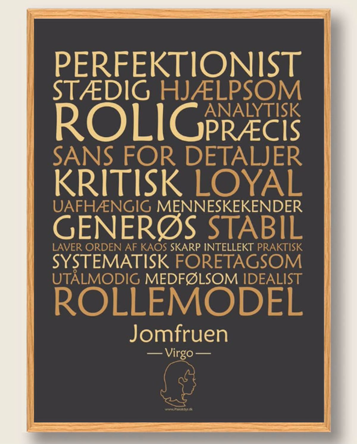 Stjernetegn jomfruen (sort) - plakat (Størrelse: M - 30x40cm)