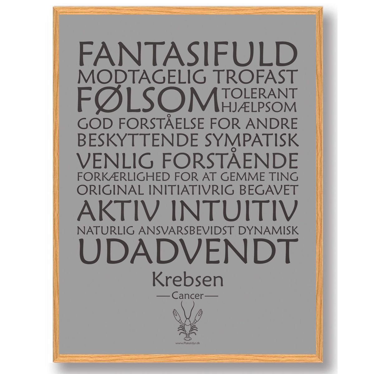 Stjernetegn krebsen (grå) - plakat (Størrelse: M - 30x40cm)