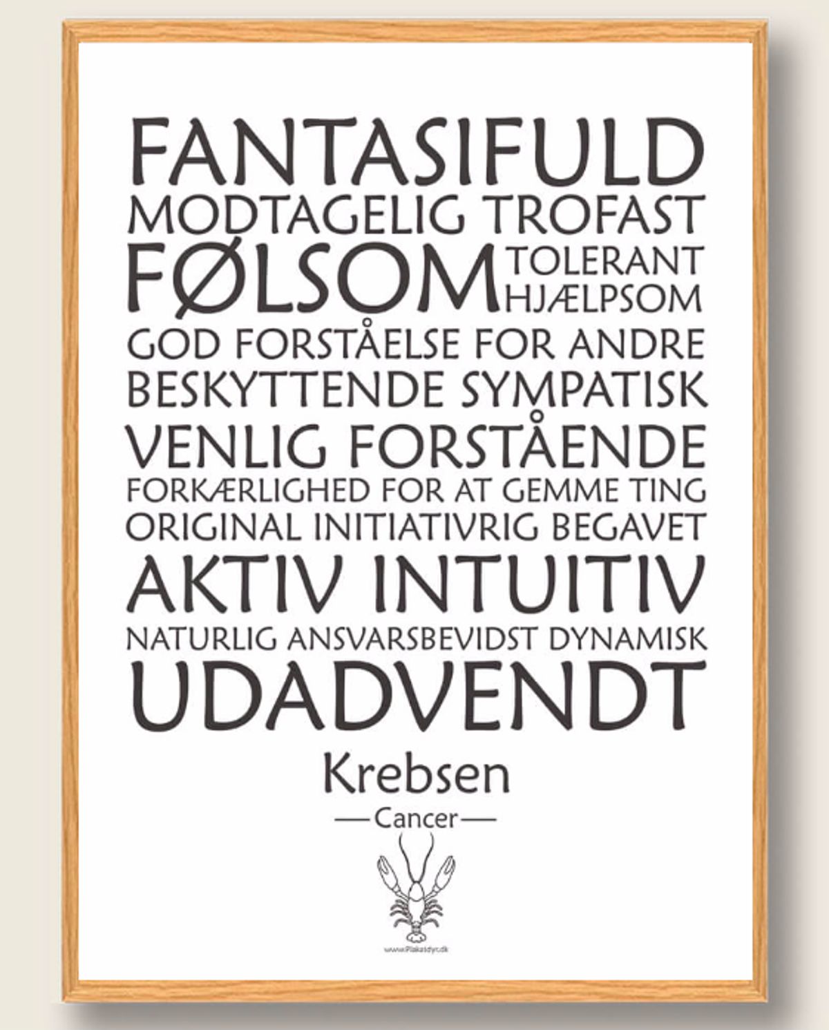 Stjernetegn krebsen (hvid) - plakat (Størrelse: L - 50x70cm (B2))