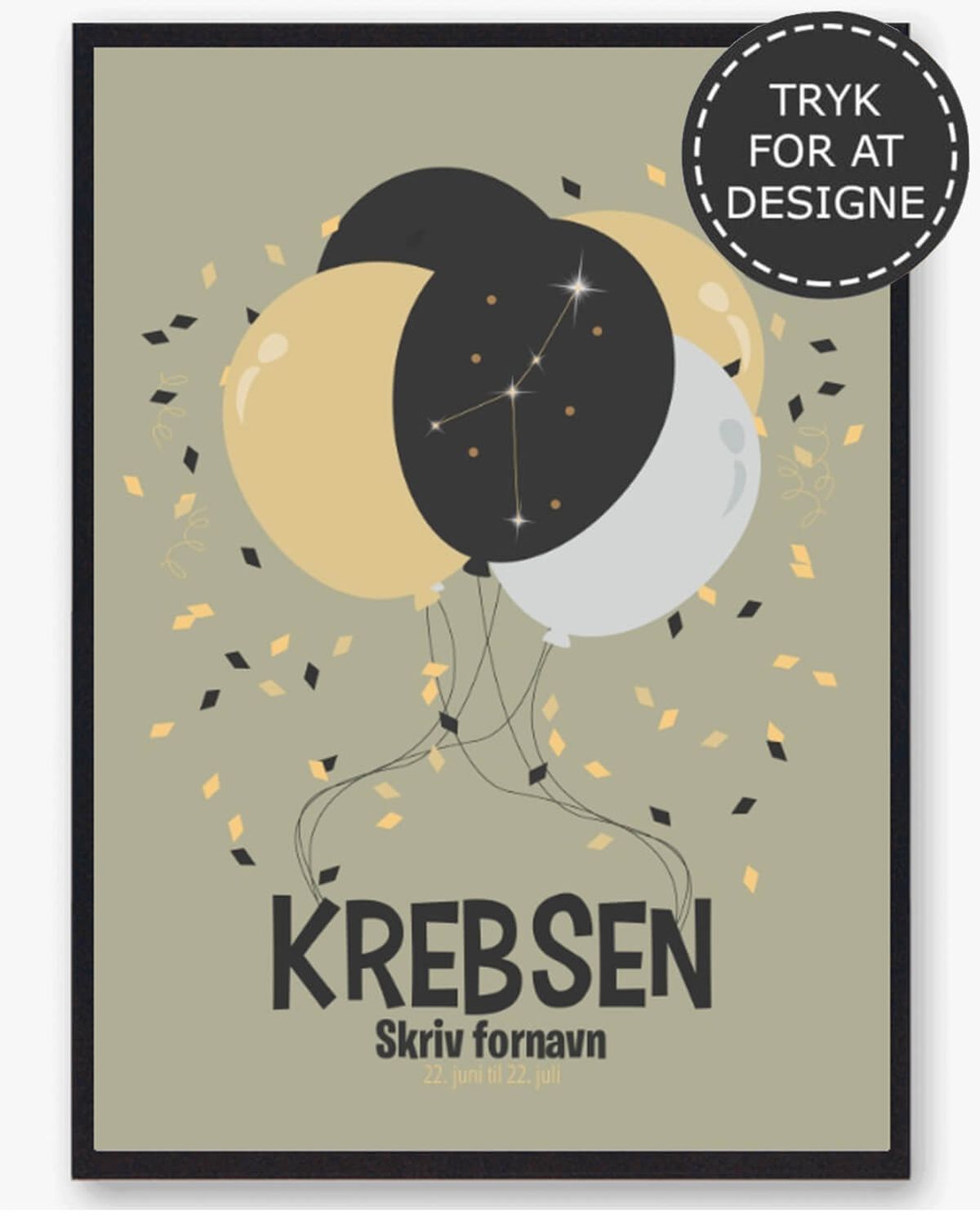 Stjernetegn krebsen - personlig plakat (Størrelse: L - 50x70cm (B2))