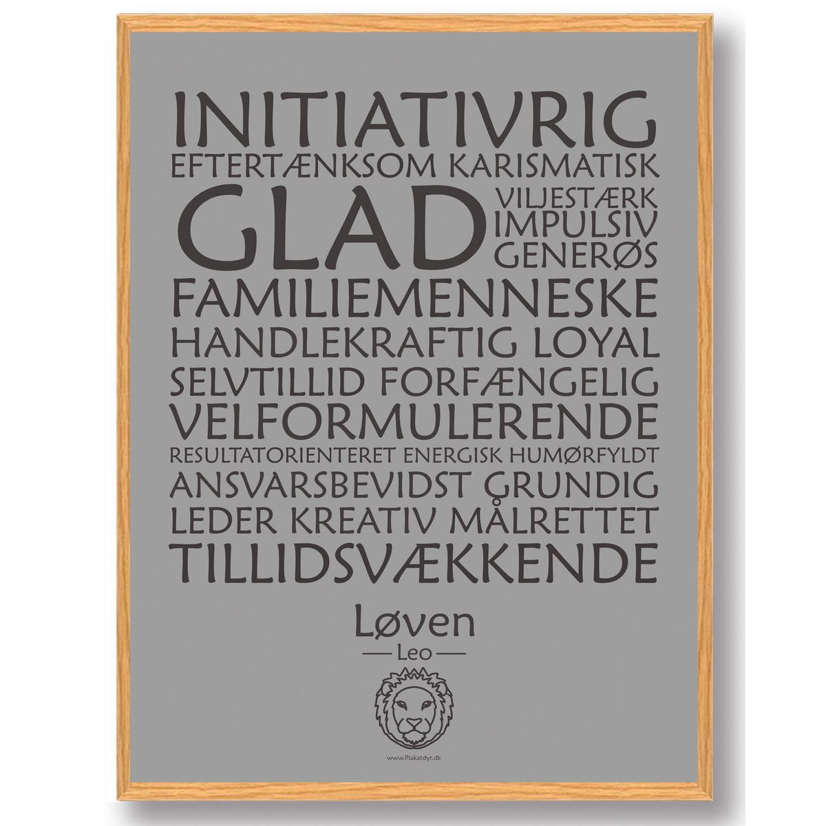 Stjernetegn løven (grå) - plakat (Størrelse: M - 30x40cm)