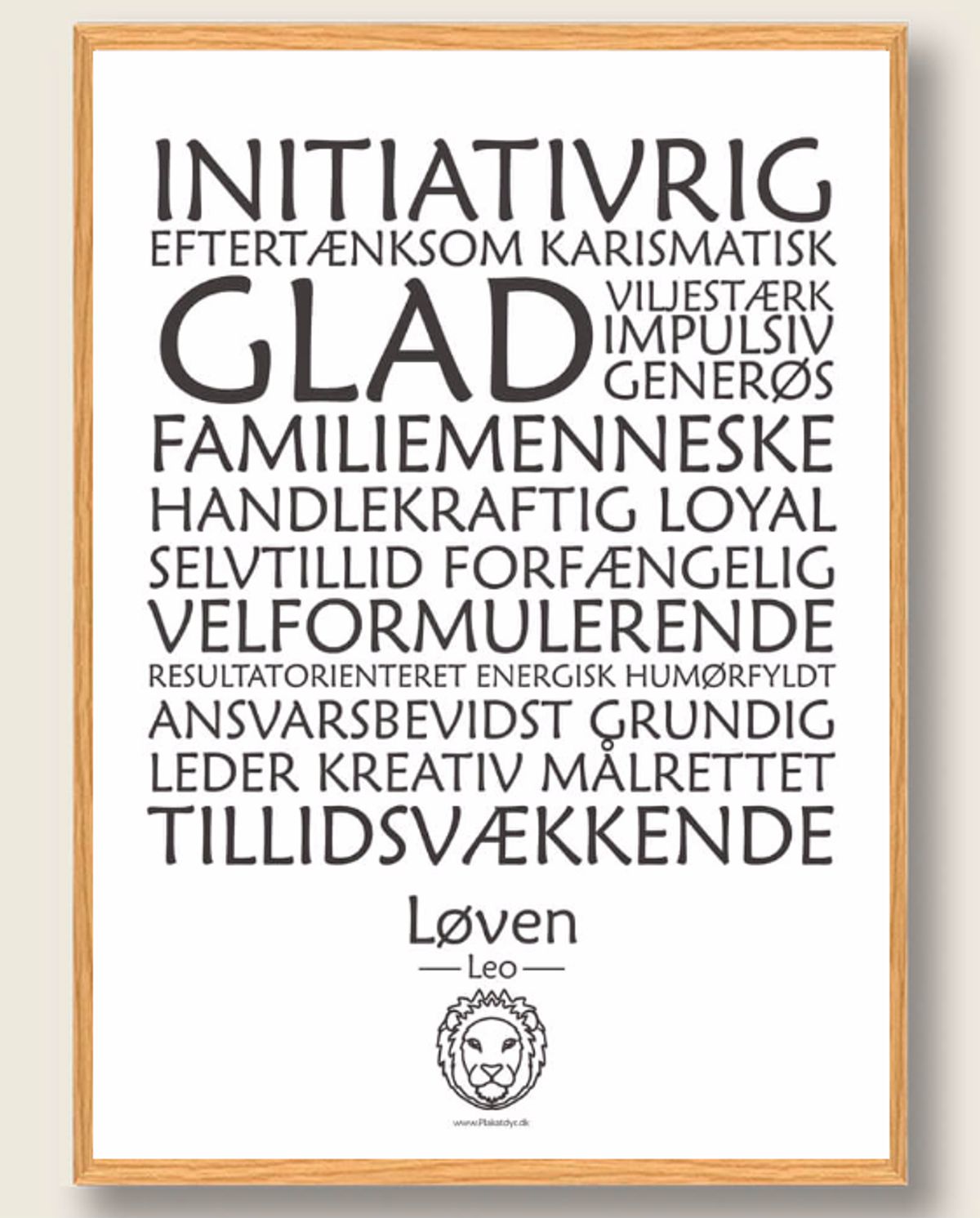 Stjernetegn løven (hvid) - plakat (Størrelse: L - 50x70cm (B2))