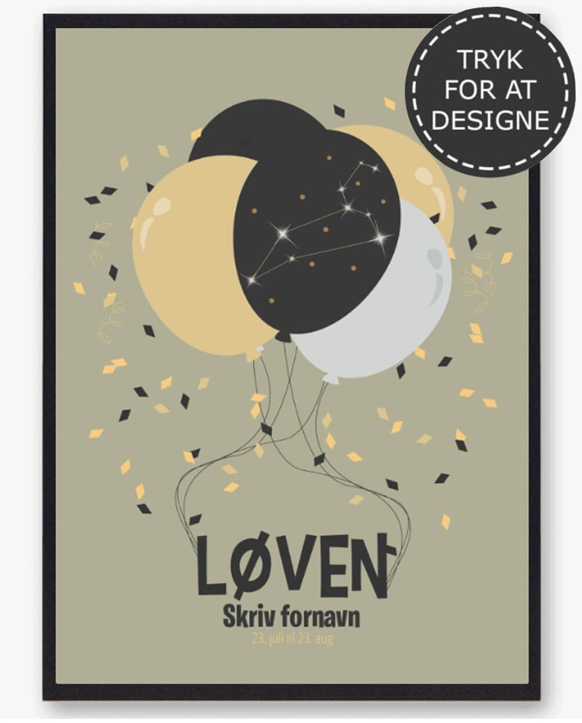 Stjernetegn løven - personlig plakat (Størrelse: L - 50x70cm (B2))