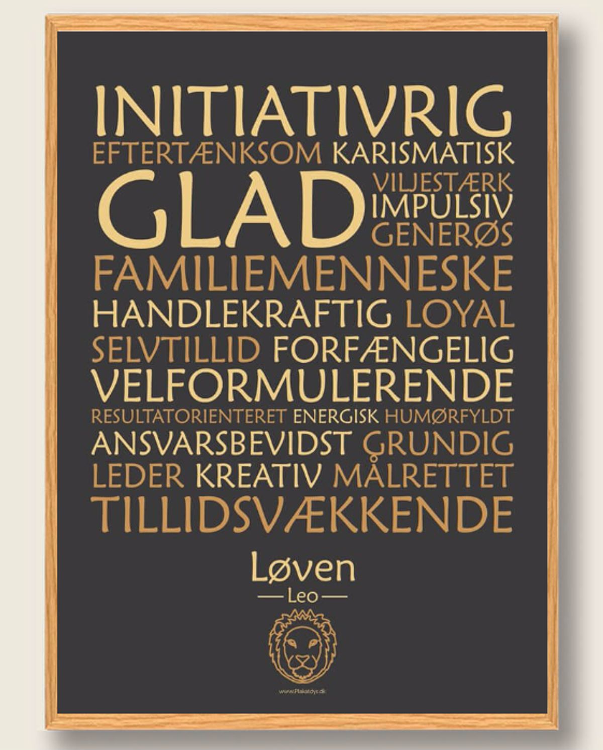 Stjernetegn løven (sort) - plakat (Størrelse: L - 50x70cm (B2))