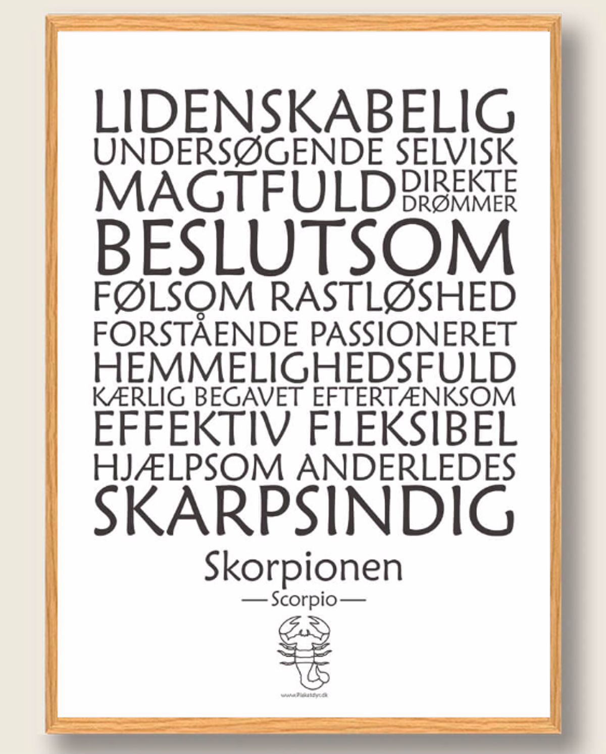 Stjernetegn skorpionen (hvid) - plakat (Størrelse: M - 30x40cm)