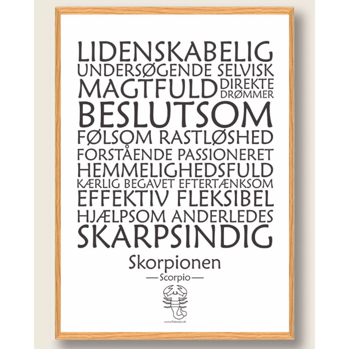 Stjernetegn skorpionen (hvid) - plakat (Størrelse: S - 21x29,7cm (A4))