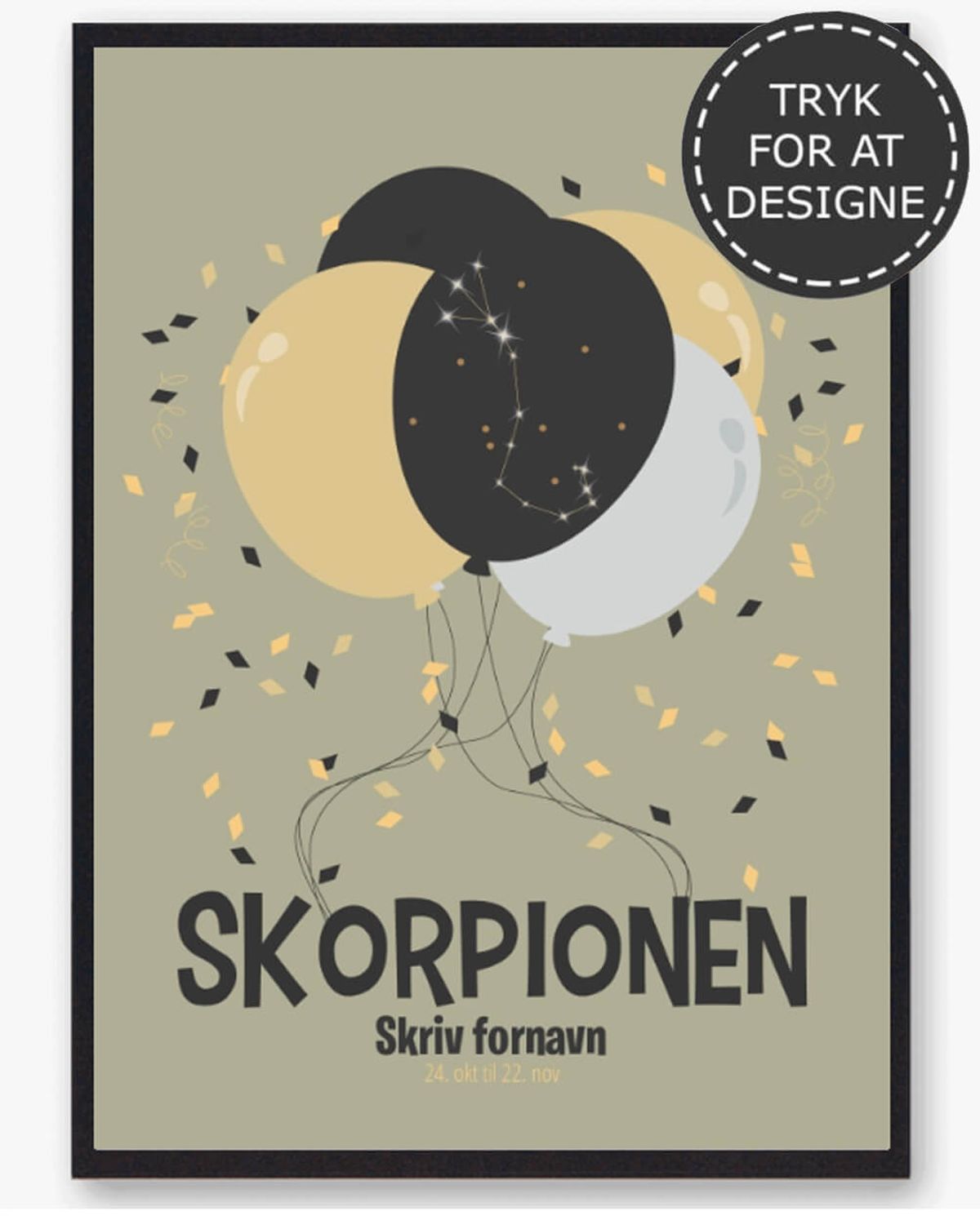 Stjernetegn skorpionen - personlig plakat (Størrelse: L - 50x70cm (B2))