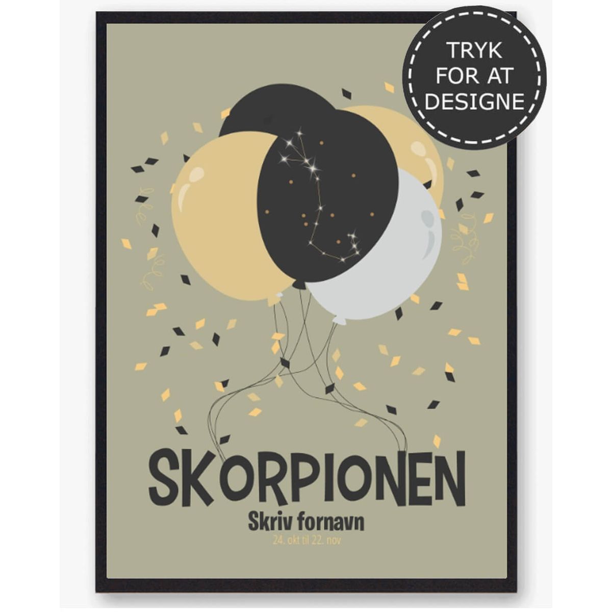 Stjernetegn skorpionen - personlig plakat (Størrelse: S - 21x29,7cm (A4))