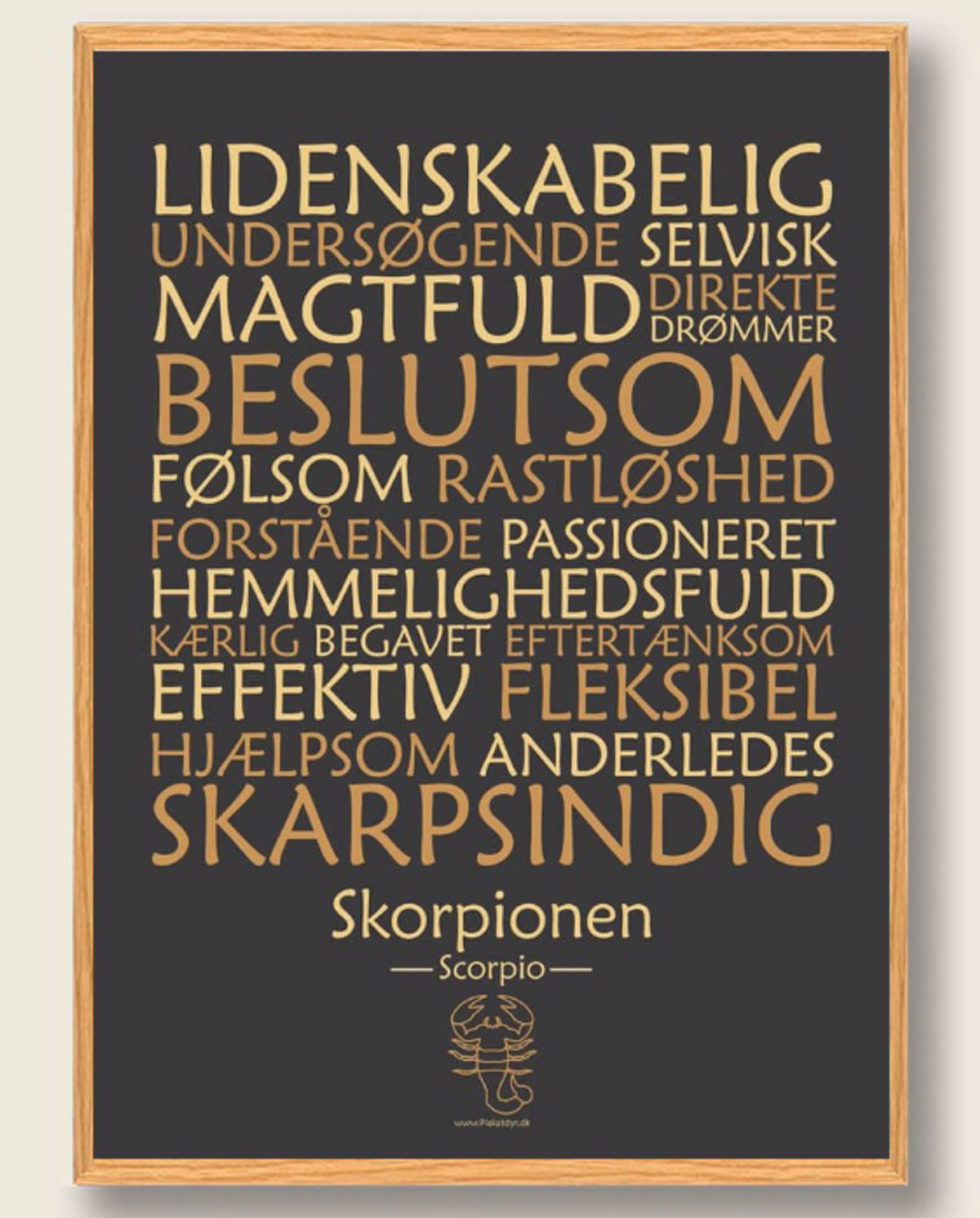 Stjernetegn skorpionen (sort) - plakat (Størrelse: L - 50x70cm (B2))