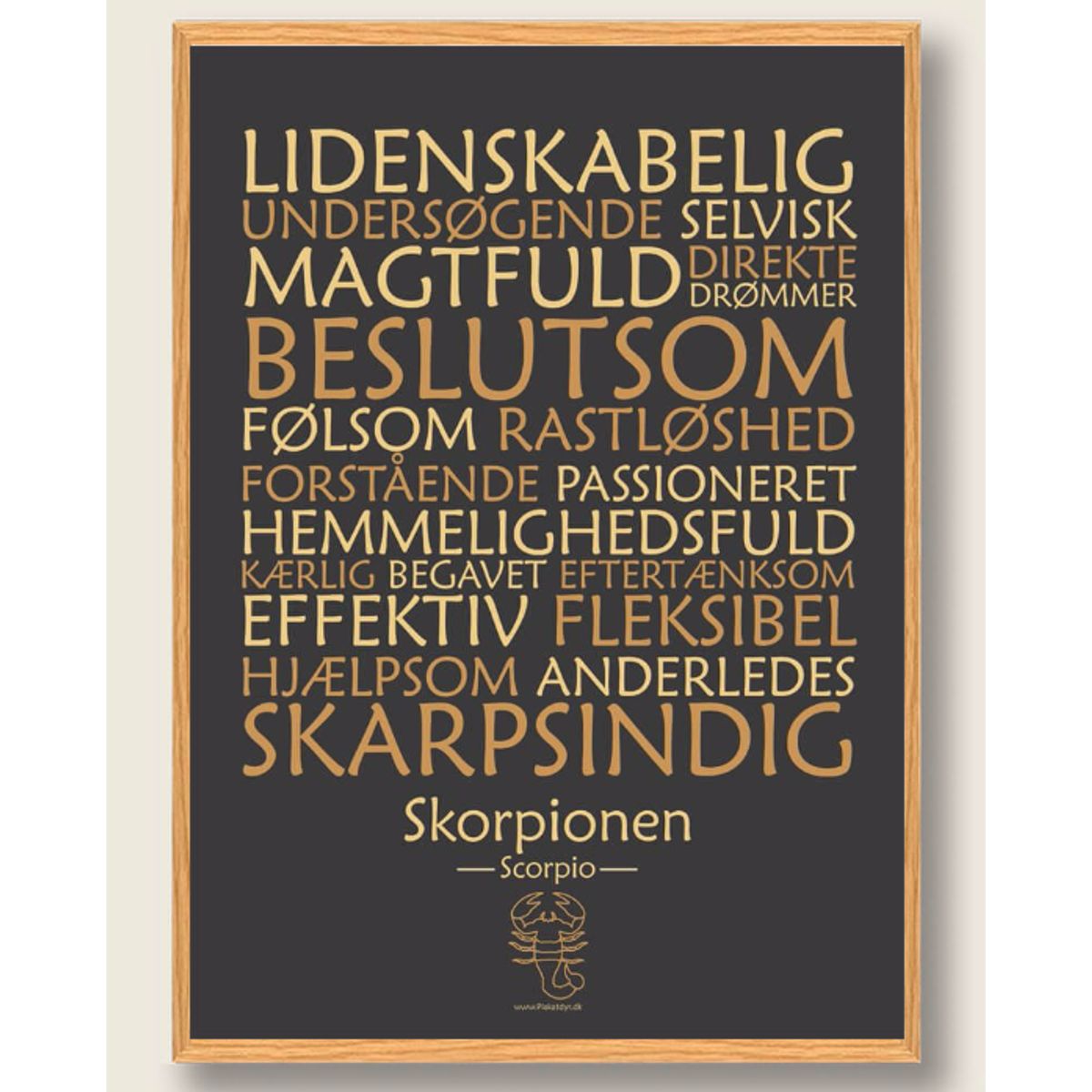 Stjernetegn skorpionen (sort) - plakat (Størrelse: M - 30x40cm)