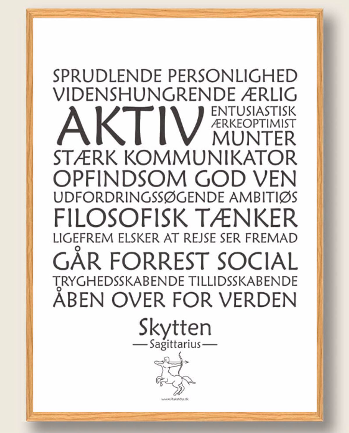 Stjernetegn skytten (hvid) - plakat (Størrelse: M - 30x40cm)