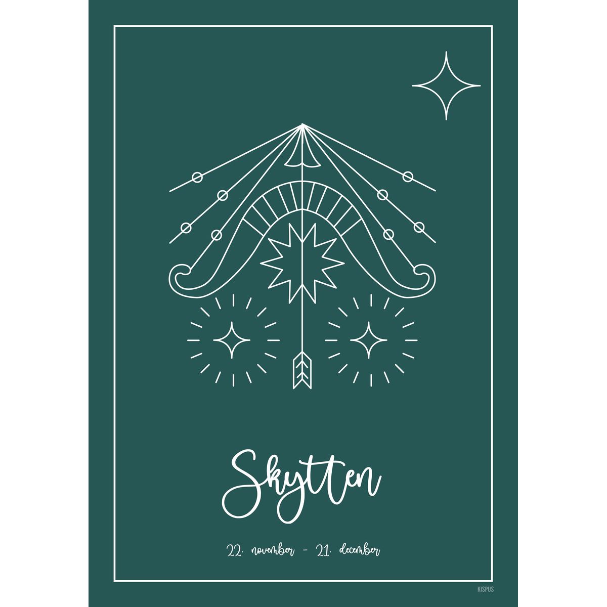 STJERNETEGN SKYTTEN PLAKAT (23.11 - 21.12) - 30x40 / Mørkegrøn