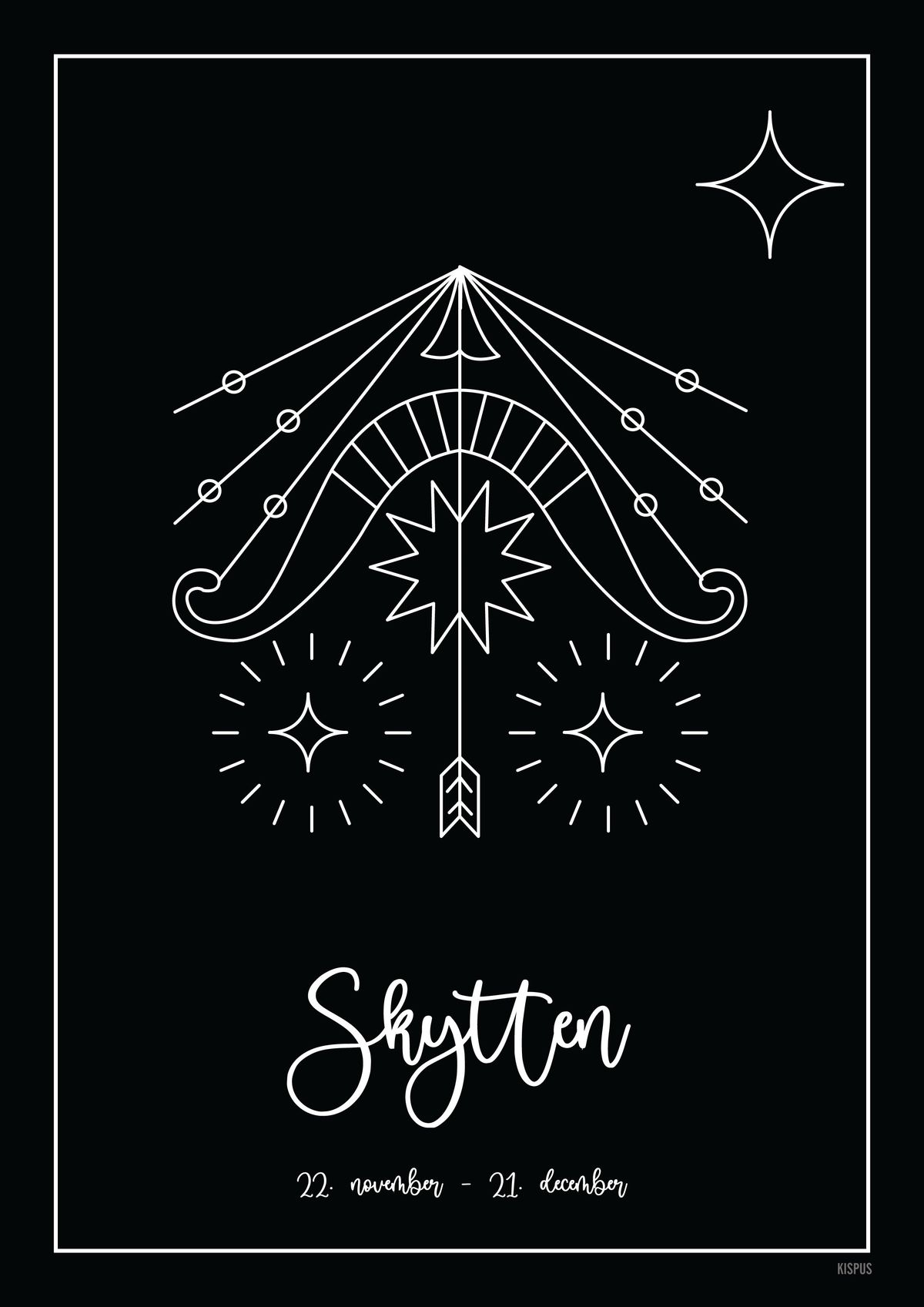 STJERNETEGN SKYTTEN PLAKAT (23.11 - 21.12) - 30x40 / Sort