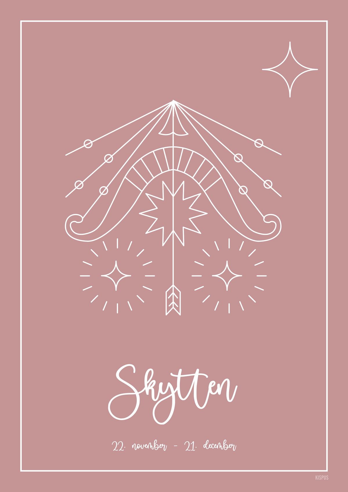 STJERNETEGN SKYTTEN PLAKAT (23.11 - 21.12) - A4 / Blush