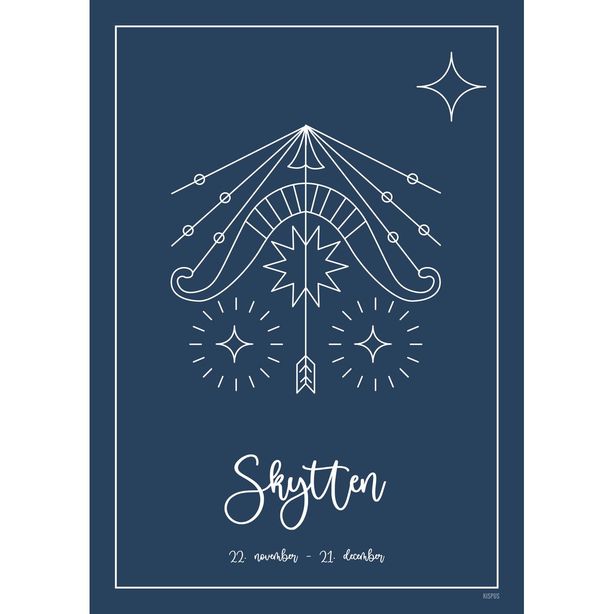 STJERNETEGN SKYTTEN PLAKAT (23.11 - 21.12) - A4 / Mørkeblå