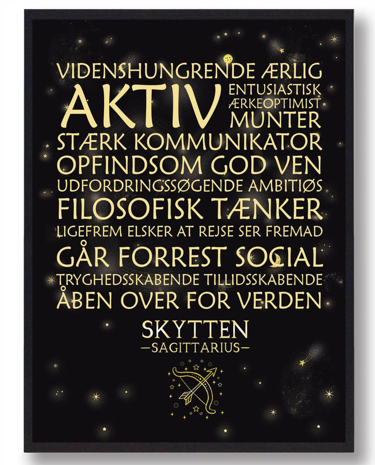 Stjernetegn skytten sort håndtegnet baggrund (Størrelse: L - 50x70cm (B2))