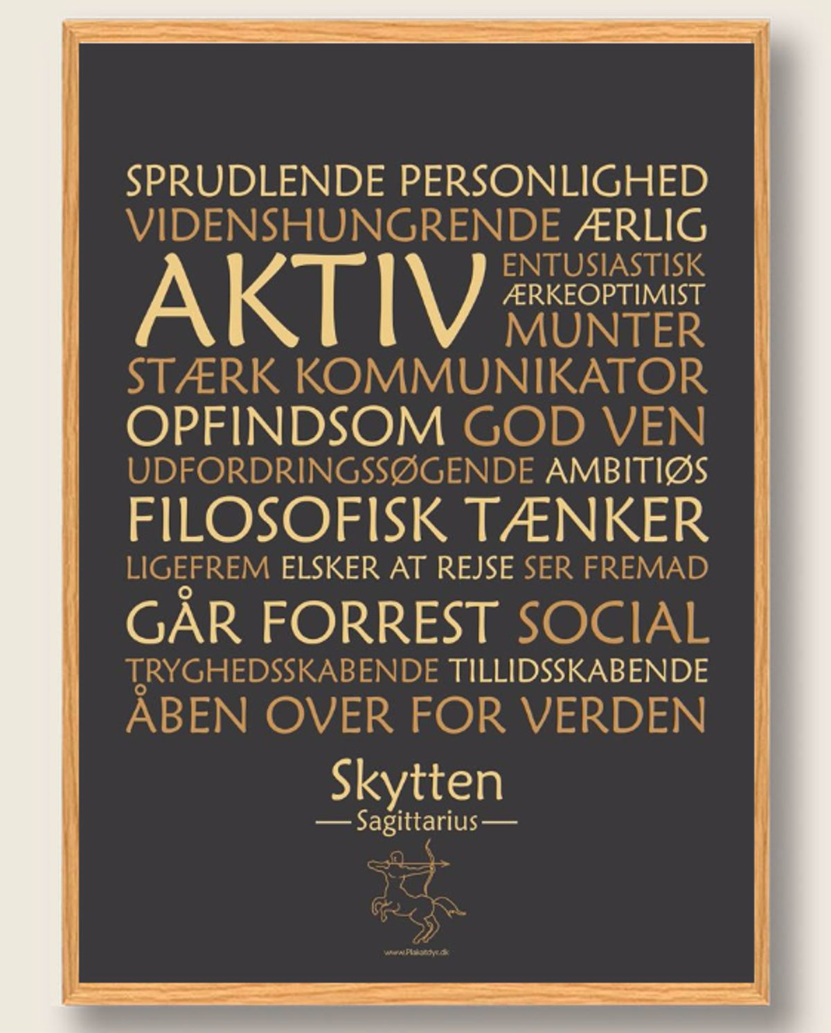 Stjernetegn skytten (sort) - plakat (Størrelse: M - 30x40cm)