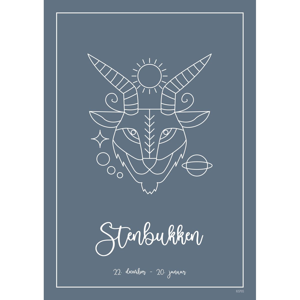 STJERNETEGN STENBUKKEN PLAKAT (21.12 - 19.01) - 30x40 / Blågrå