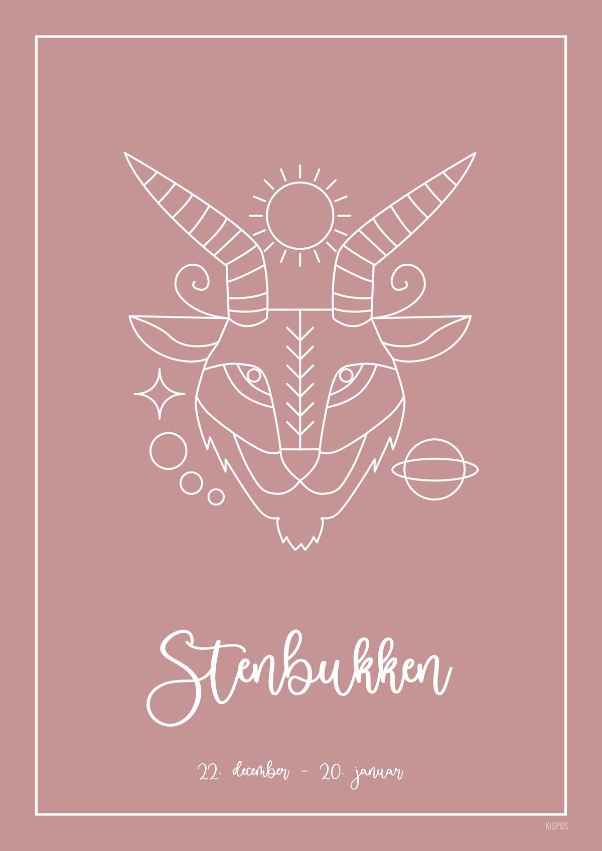 STJERNETEGN STENBUKKEN PLAKAT (21.12 - 19.01) - A4 / Blush