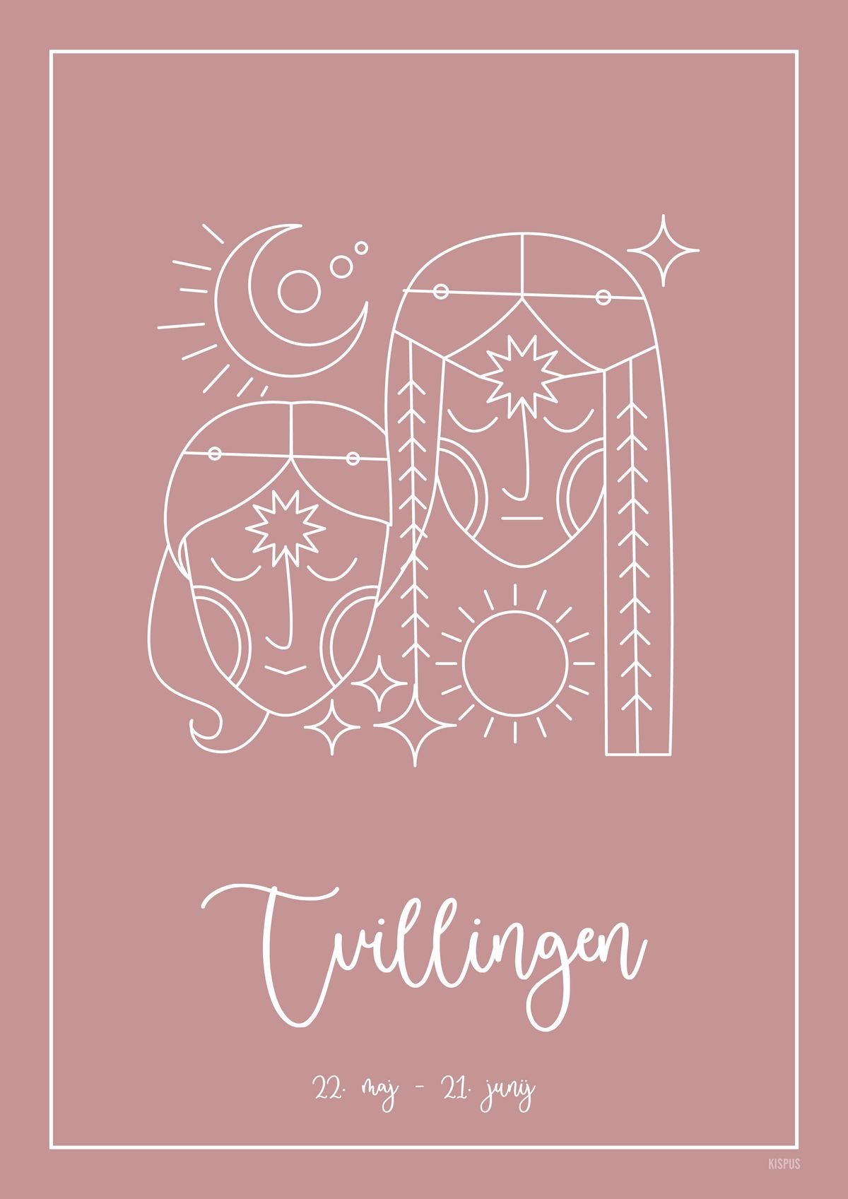 STJERNETEGN TVILLINGEN PLAKAT (21.05 - 21.06) - 30x40 / Blush