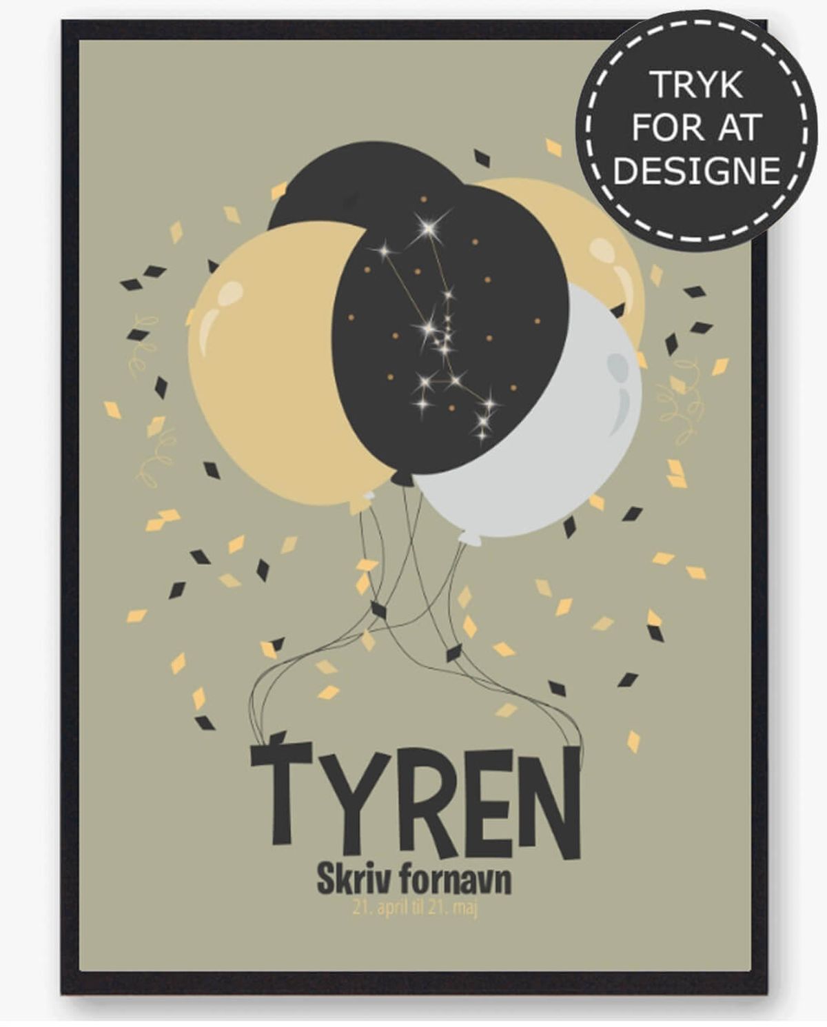 Stjernetegn tyren - personlig plakat (Størrelse: L - 50x70cm (B2))