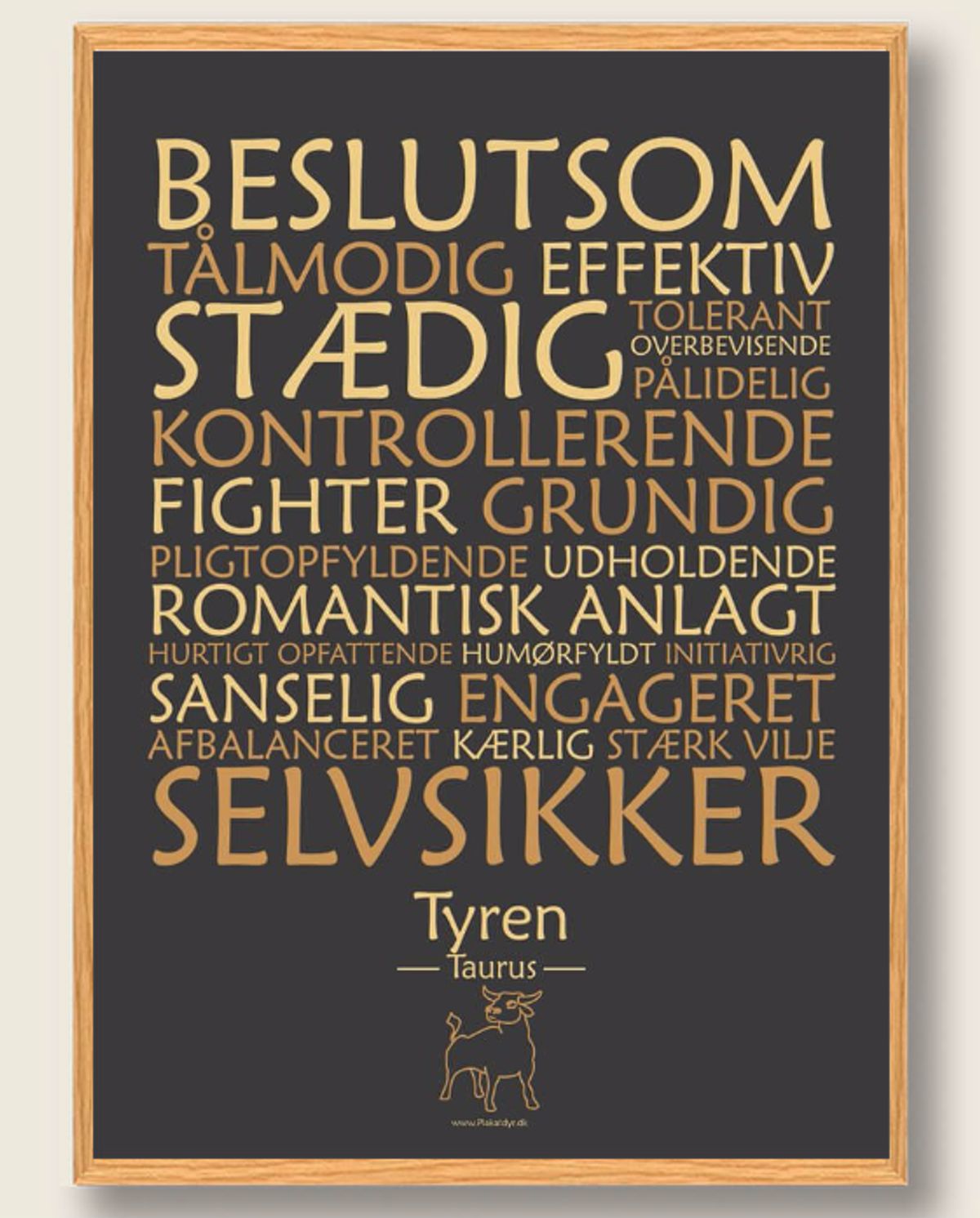 Stjernetegn tyren (sort) - plakat (Størrelse: L - 50x70cm (B2))