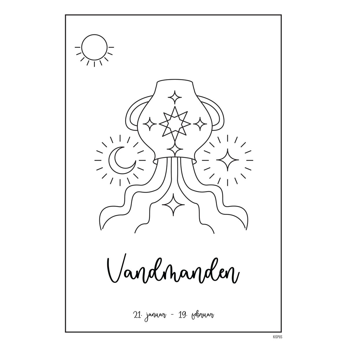 STJERNETEGN VANDMANDEN PLAKAT (21.01 - 18.02) - 30x40 / Hvid