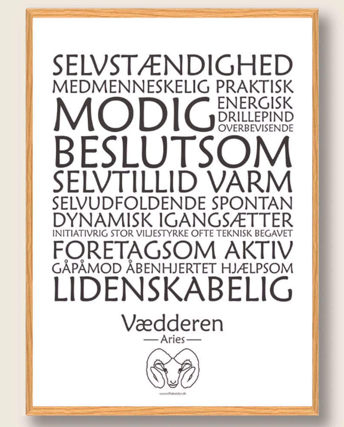 Stjernetegn vædderen (hvid) - plakat (Størrelse: L - 50x70cm (B2))