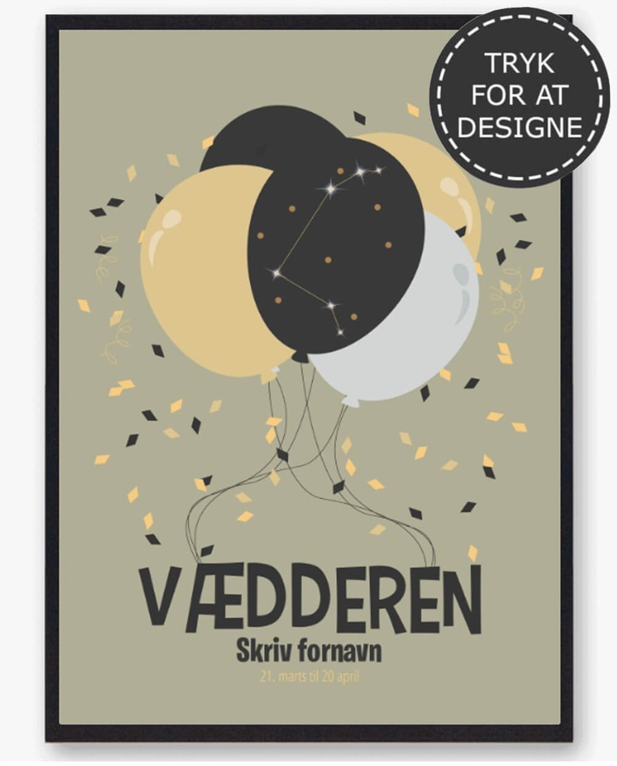 Stjernetegn vædderen - personlig plakat (Størrelse: L - 50x70cm (B2))