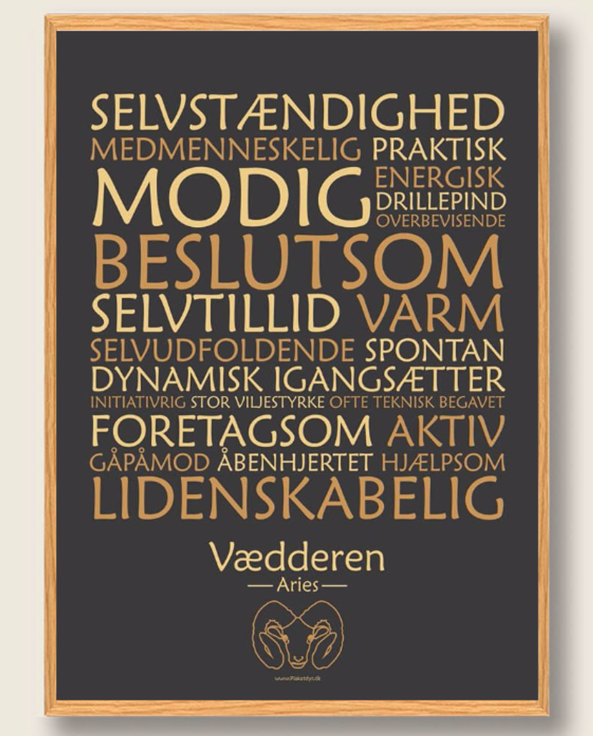 Stjernetegn vædderen (sort) - plakat (Størrelse: L - 50x70cm (B2))