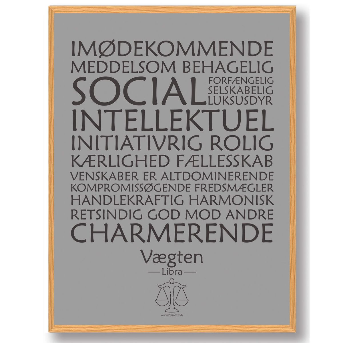 Stjernetegn vægten (grå) - plakat (Størrelse: S - 21x29,7cm (A4))