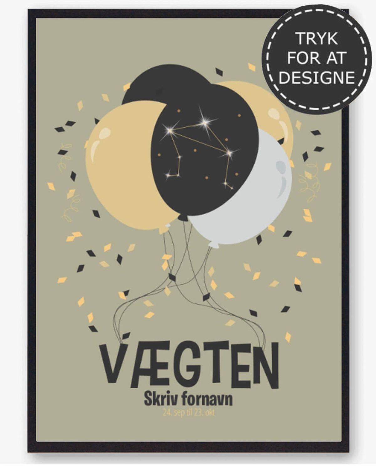 Stjernetegn vægten - personlig plakat (Størrelse: L - 50x70cm (B2))