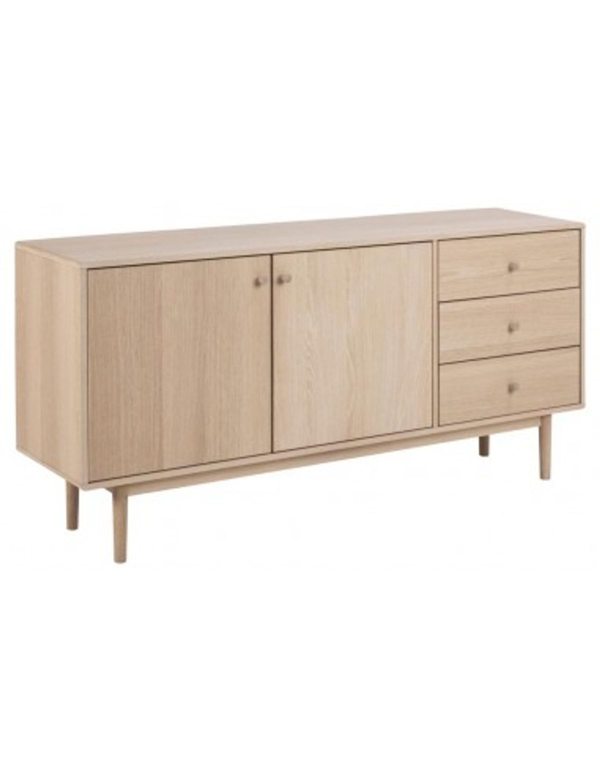 Ston sideboard i mdf og egetræsfinér B160 cm - Hvidpigmenteret eg