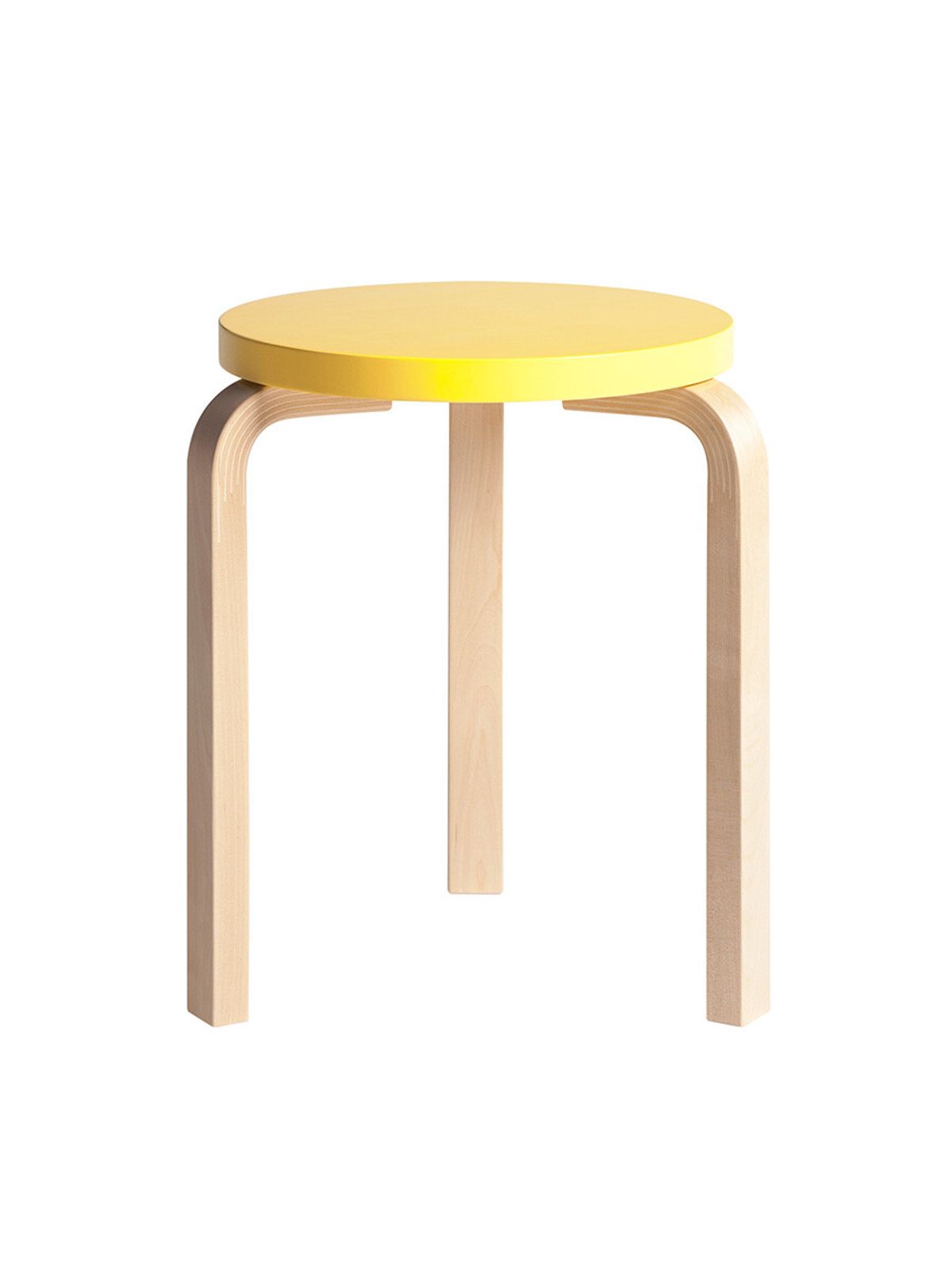 Stool 60, yellow lacquered fra Artek