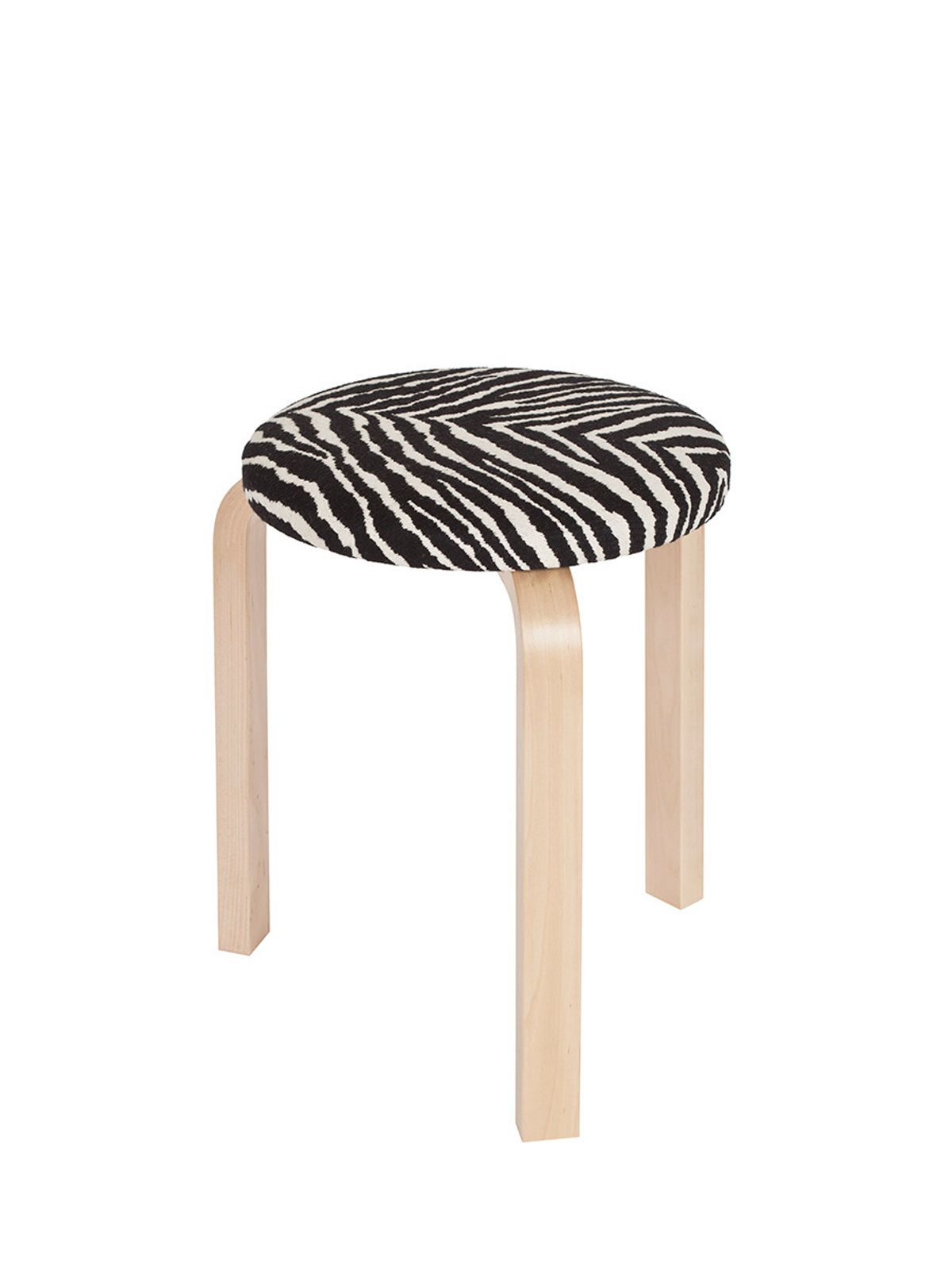 Stool 60, zebra fabric fra Artek