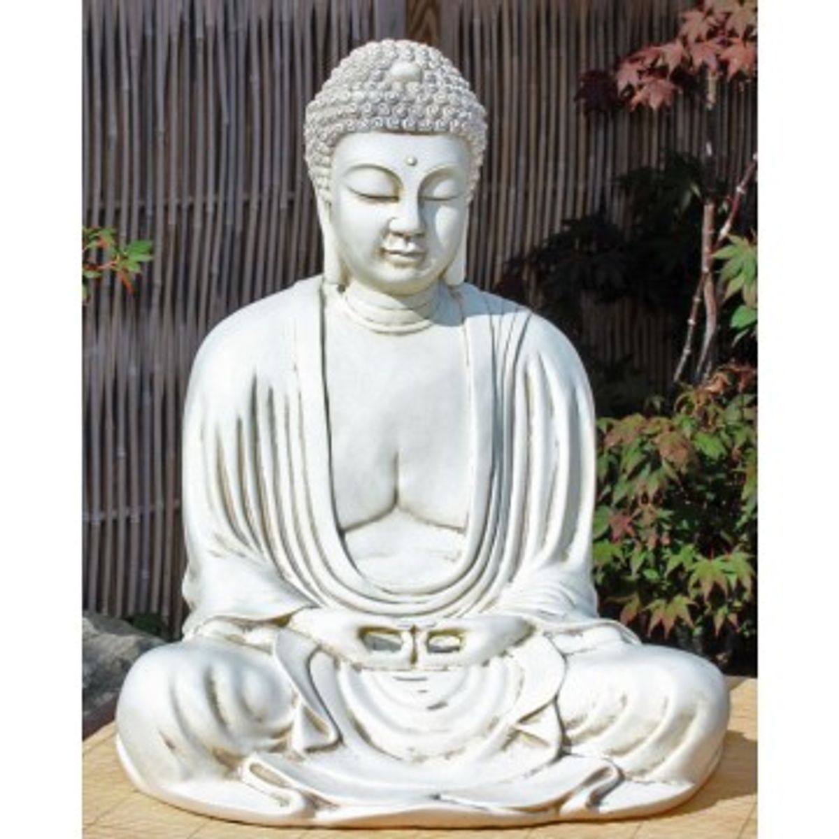 Stor Buddha statue i hvid patina - Buddha statuer generelt - GodKarmaShop