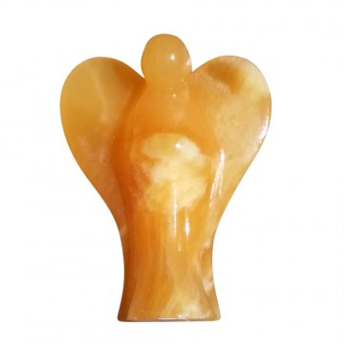 Stor Engel i orange calcit 10 cm - Engle statuer - GodKarmaShop