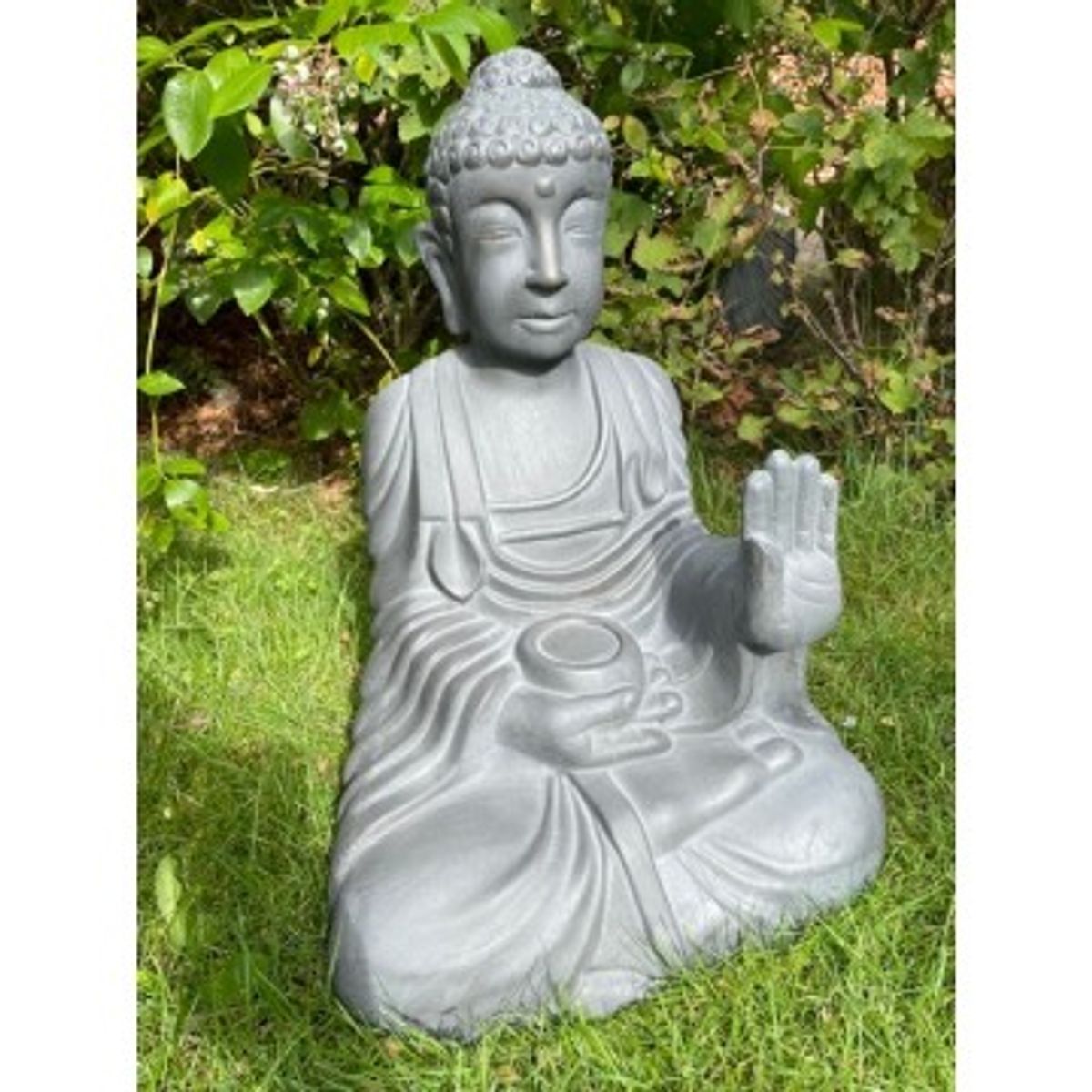 Stor Grå Buddha 51 cm - Buddha store statuer - GodKarmaShop