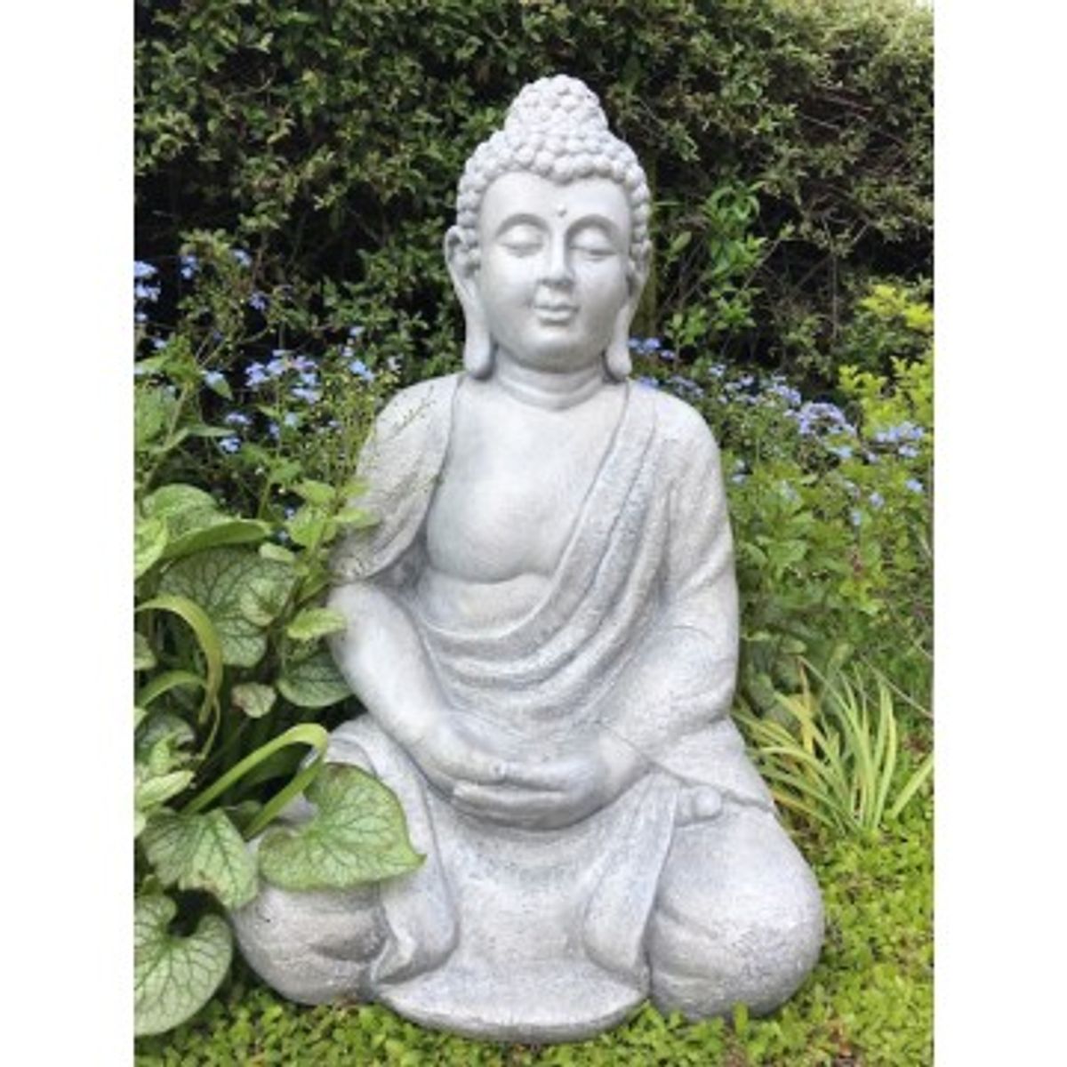 Stor grå Buddha 62 cm - Buddha havestatuer - GodKarmaShop