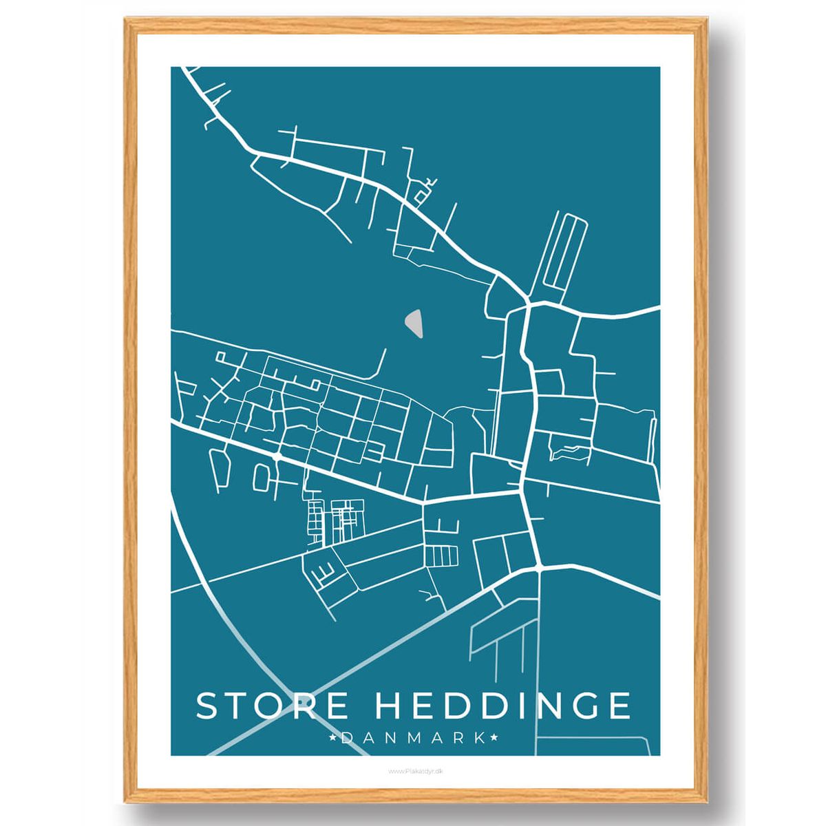 Store Heddinge by plakat - blå (Størrelse: XS - 15x21cm (A5))