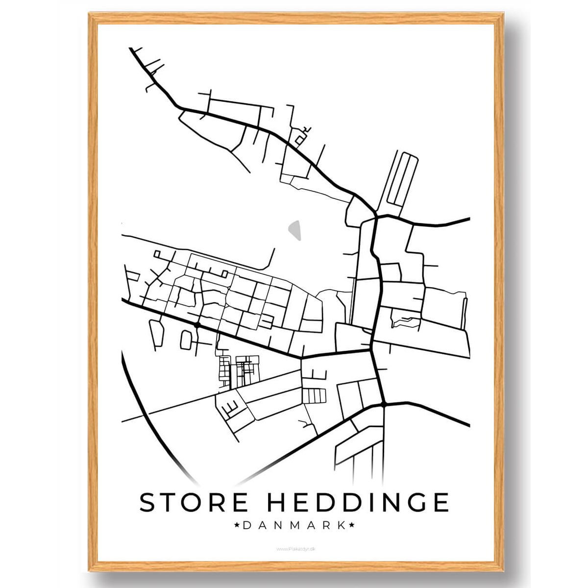 Store Heddinge by plakat - hvid (Størrelse: M - 30x40cm)