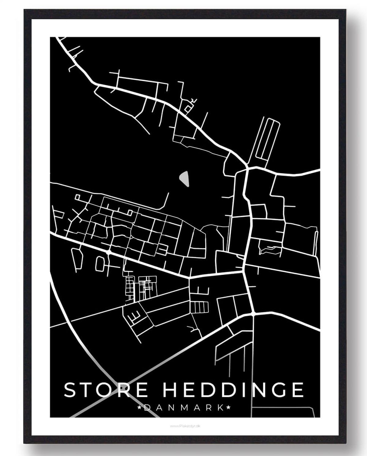 Store Heddinge by plakat - sort (Størrelse: L - 50x70cm (B2))