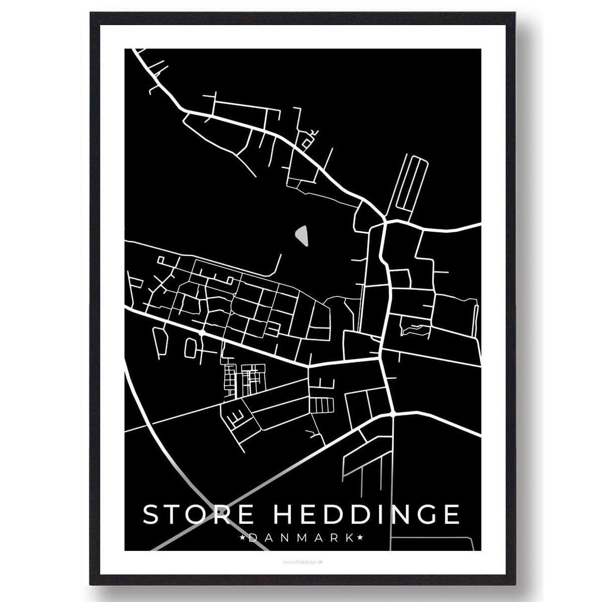 Store Heddinge by plakat - sort (Størrelse: M - 30x40cm)