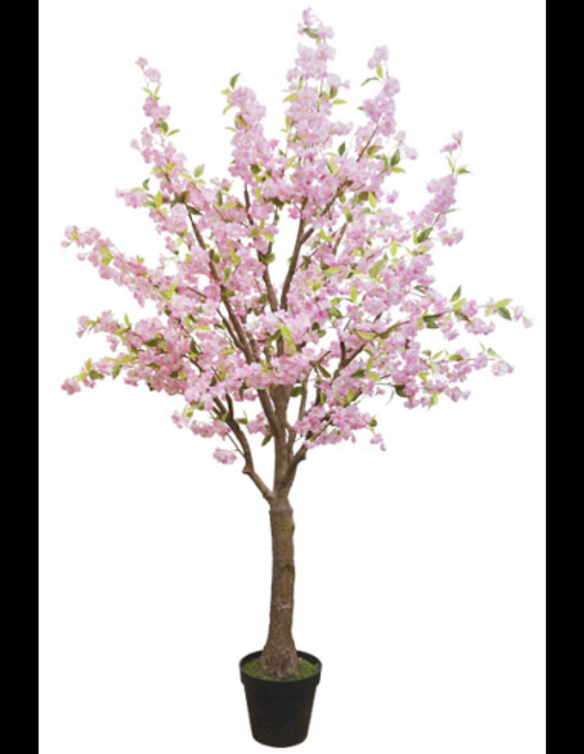 Stort kunstigt blomstertræ H230 cm - Lys pink/Grøn