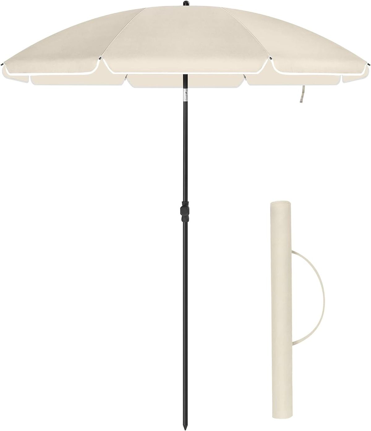 Strandparasol i hvid - 160 cm