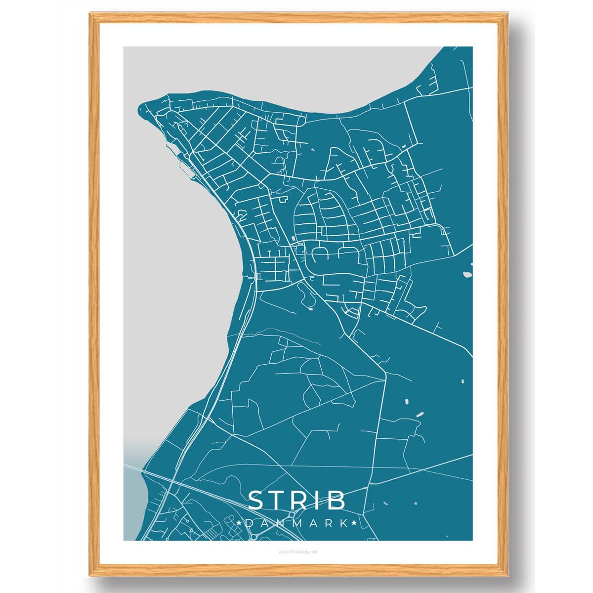 Strib by plakat - blå (Størrelse: S - 21x29,7cm (A4))